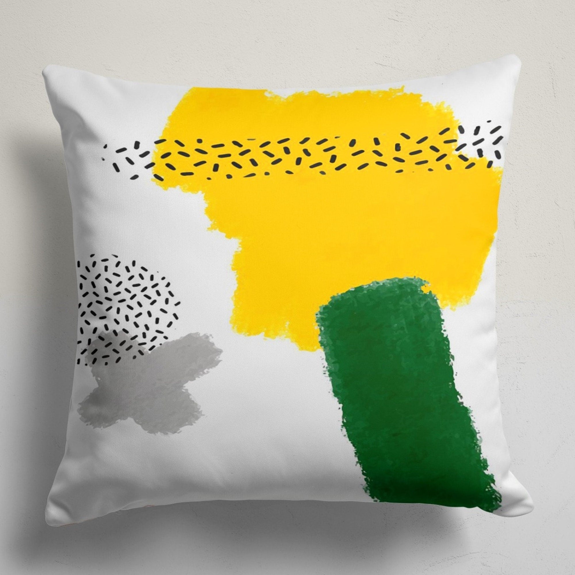 Modern Abstract Throw Pillow Cover, Modern Brushstroke Pillow Covers, Yellow Green Art Cushion Covers, Artistic Minimalist Pillowcase