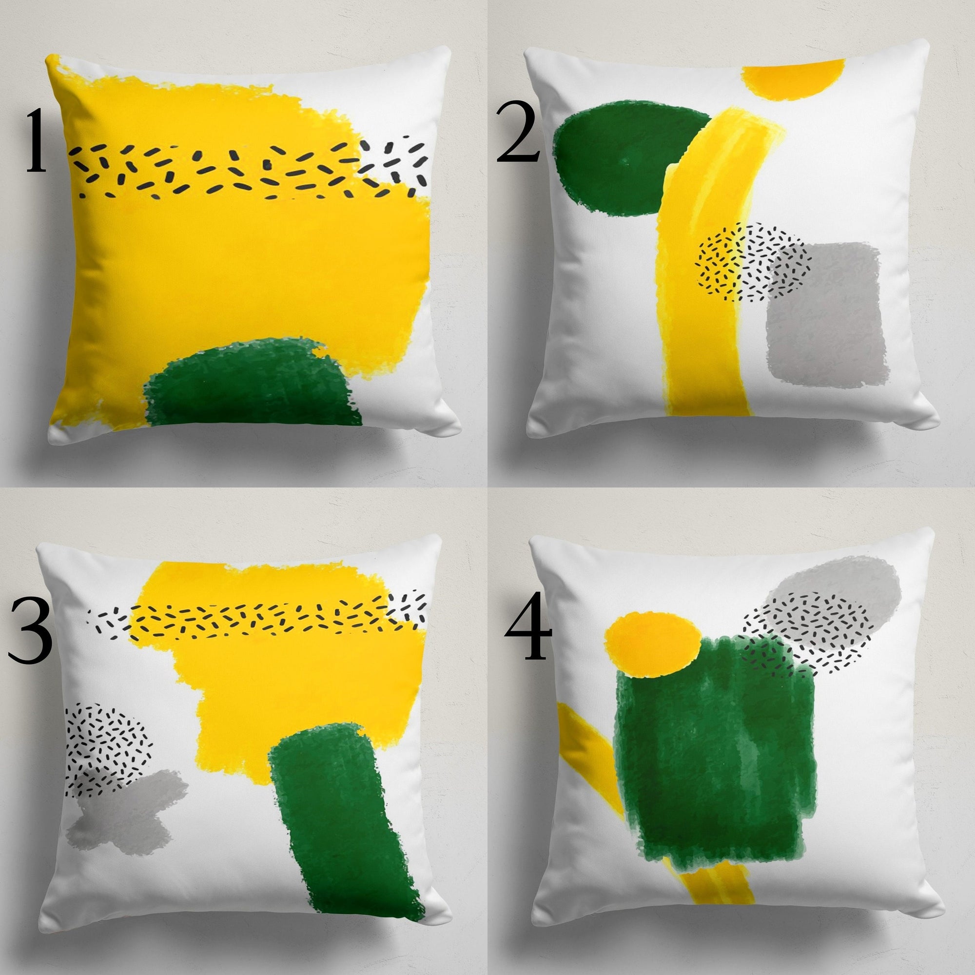 Modern Abstract Throw Pillow Cover, Modern Brushstroke Pillow Covers, Yellow Green Art Cushion Covers, Artistic Minimalist Pillowcase
