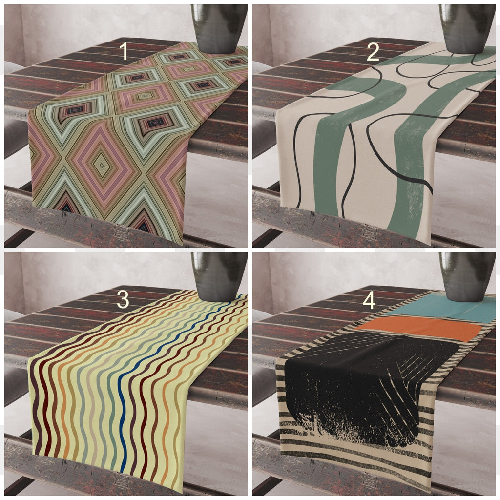 70s Table Runners, Mid Century Modern Abstract Table Runner, Retro Mcm Table Runner, Retro Abstract Table Runner, Retro Party Table Decor
