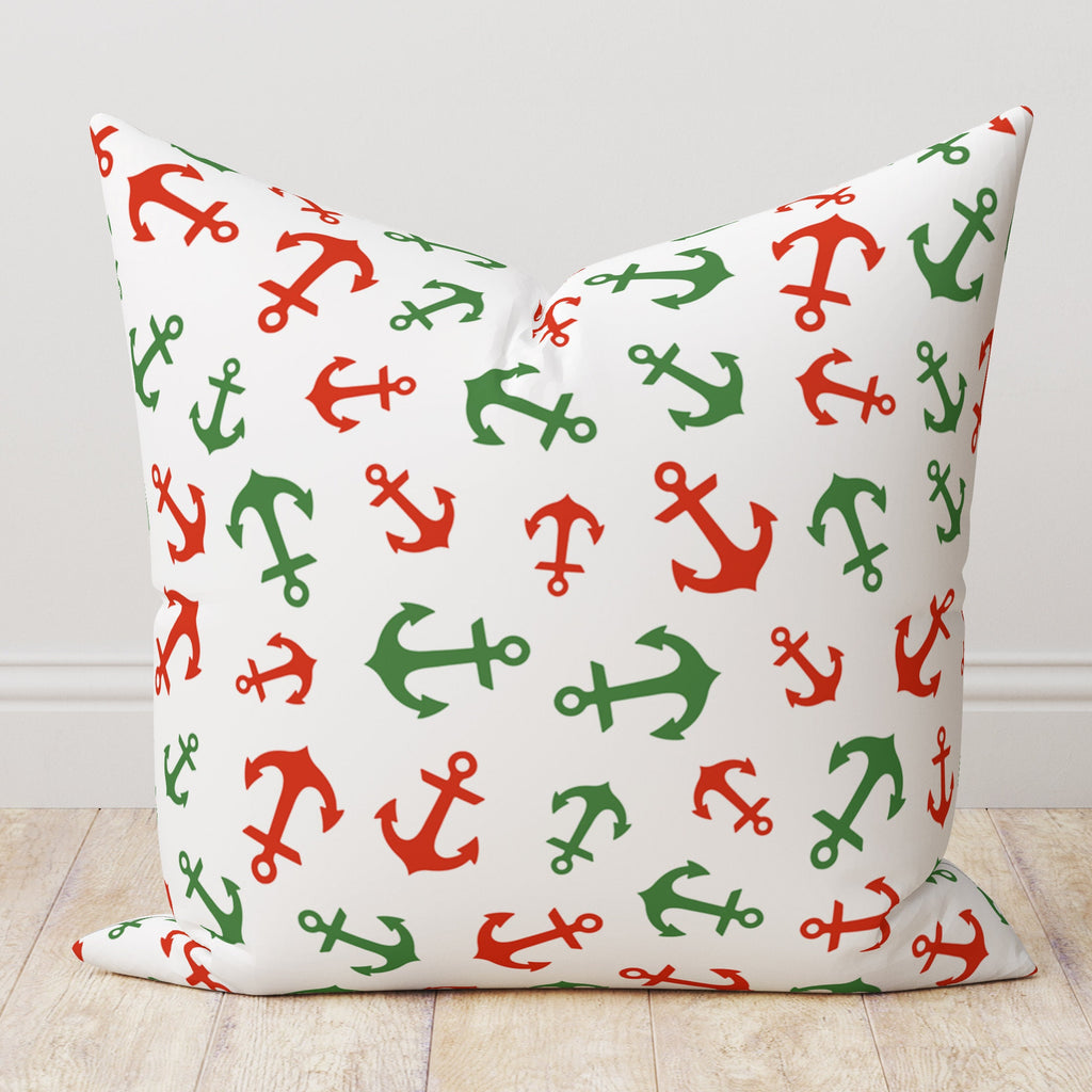 Nautical Anchor Pillow Cover, Coastal Striped Cushion Covers, Maritime Beach House Decor Pillow Covers, Sailor Theme Throw Pillowcase