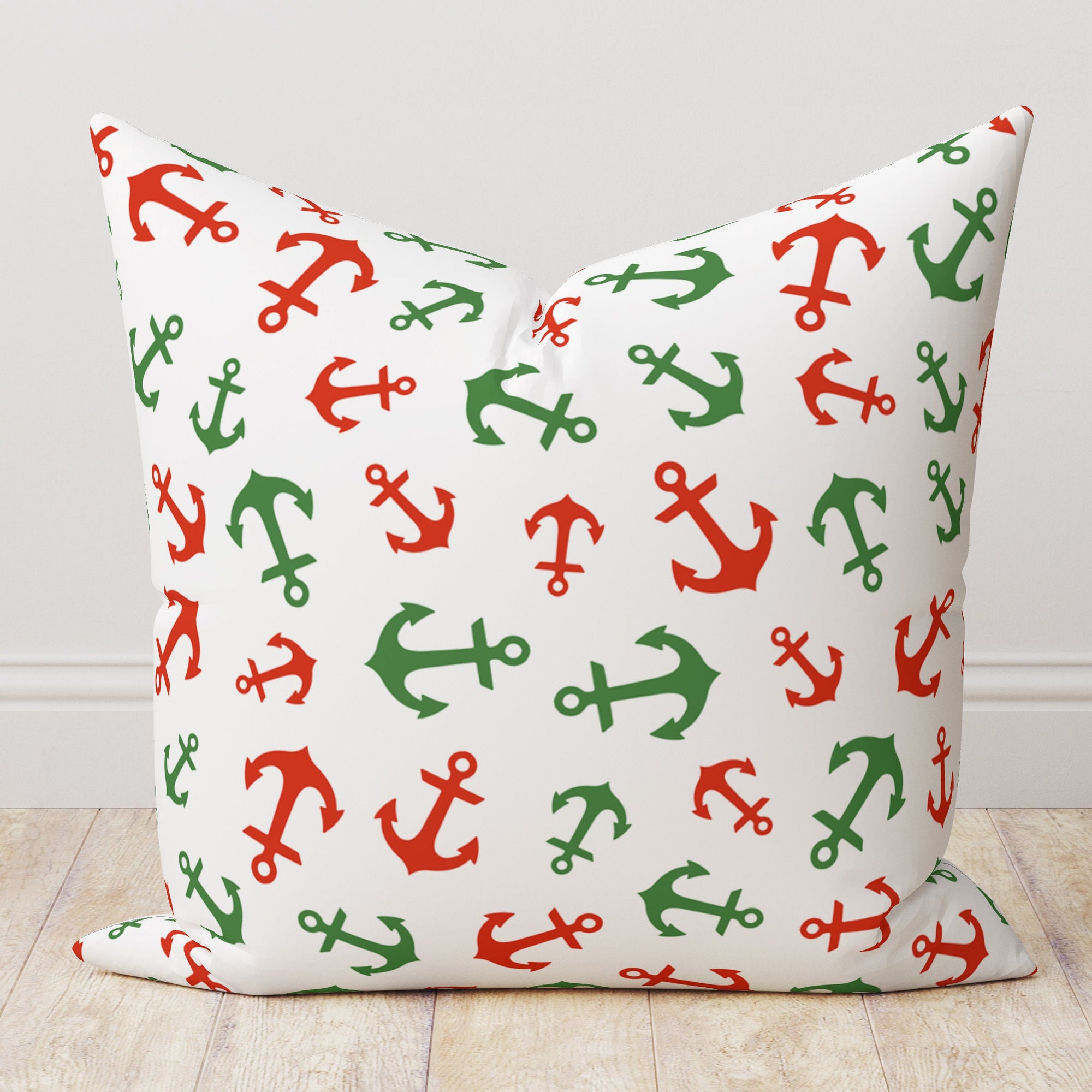 Nautical Anchor Pillow Cover, Coastal Striped Cushion Covers, Maritime Beach House Decor Pillow Covers, Sailor Theme Throw Pillowcase