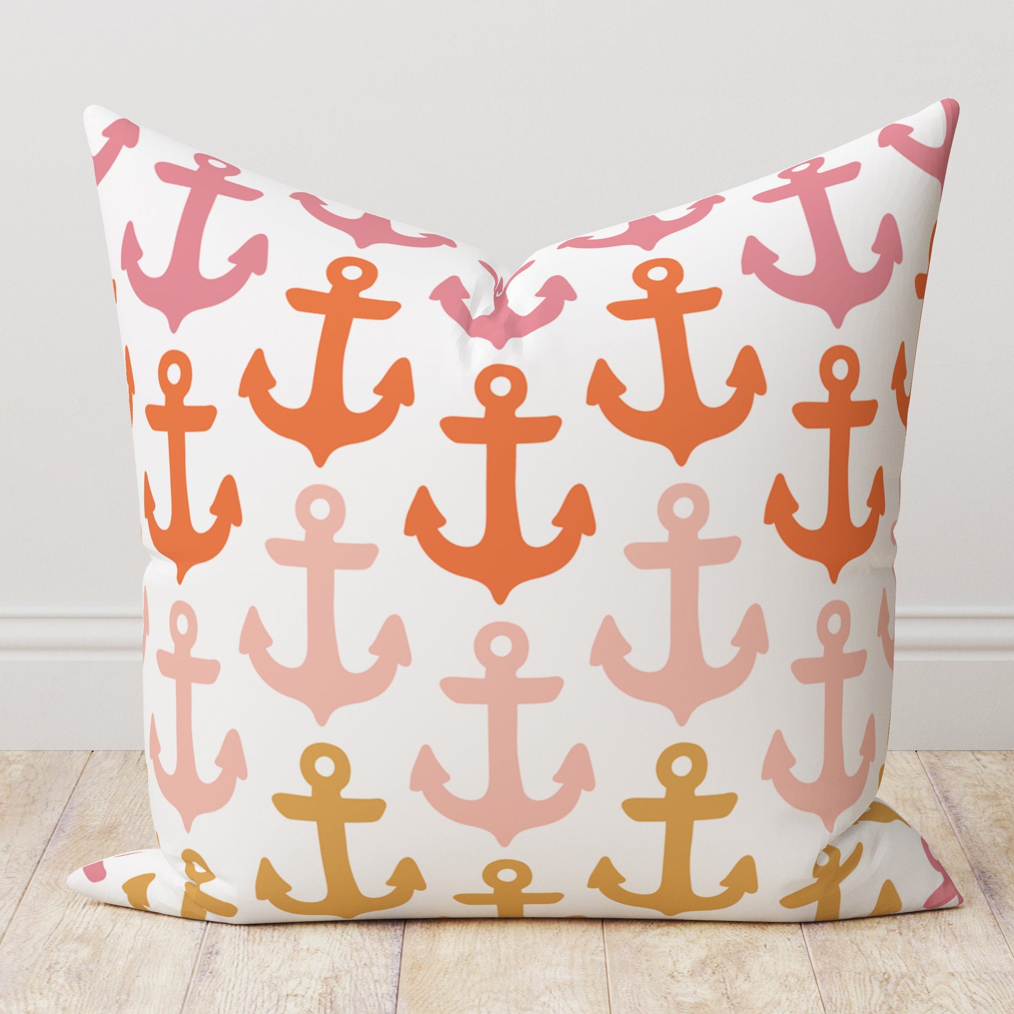 Nautical Anchor Pillow Cover, Coastal Striped Cushion Covers, Maritime Beach House Decor Pillow Covers, Sailor Theme Throw Pillowcase
