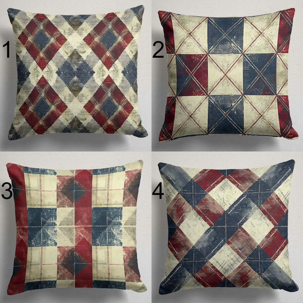 Plaid Pillow Cover, Retro Pillowcase,  Mid Century  Modern Throw Pillow Cover, Retro Abstract  Pillow Case, Geometric Pattern Pillow Cover