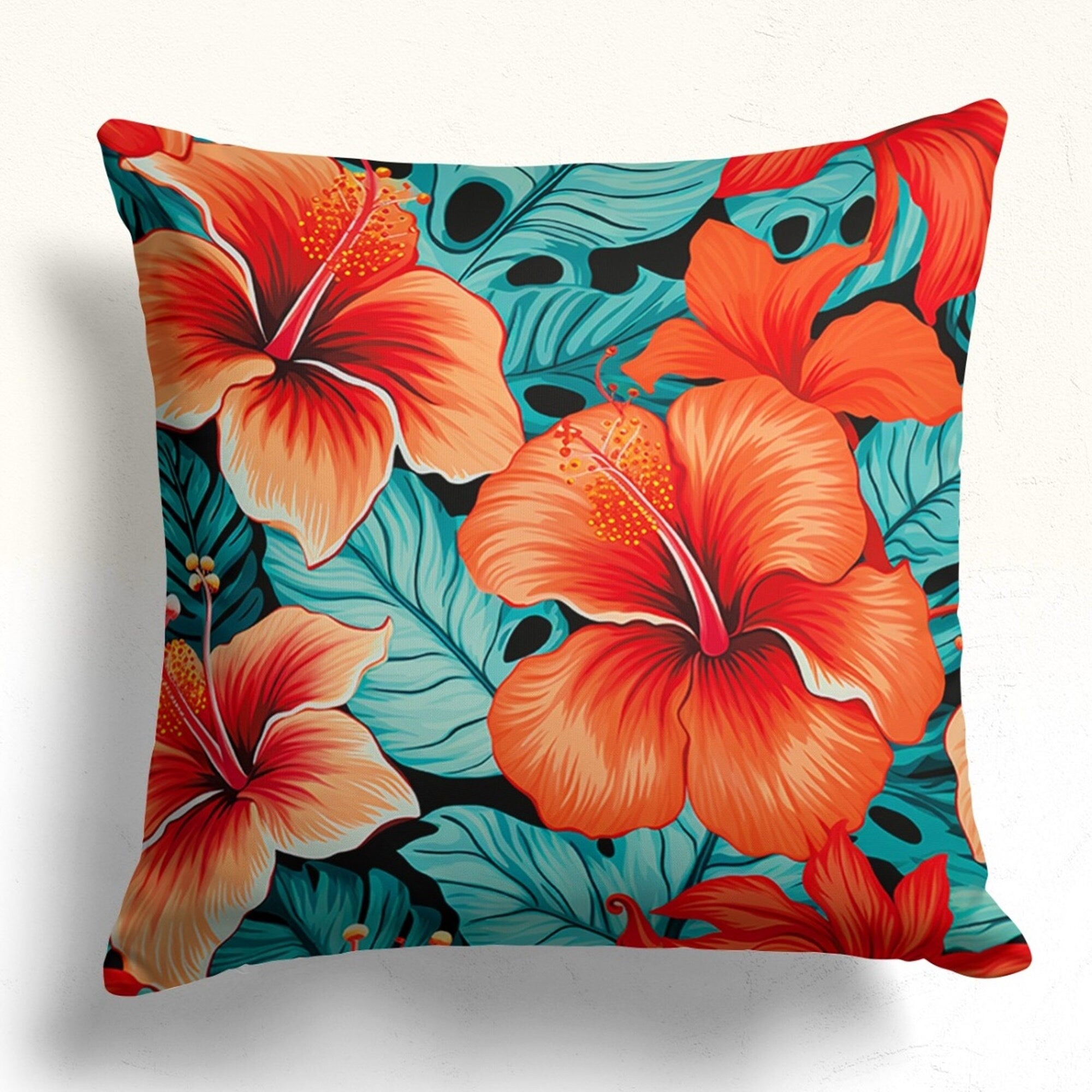 Exotic Wildflowers Throw Pillow Covers, Floral Cushion Cover, Multicolor Tropic Floral Pillow Cases, Colorful Flowers Pillow Covers