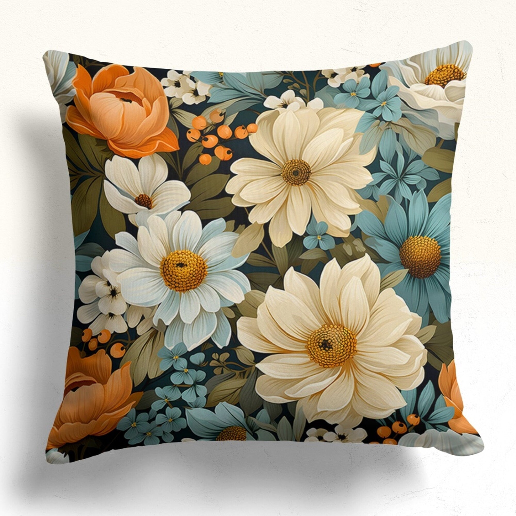 Exotic Wildflowers Throw Pillow Covers, Floral Cushion Cover, Multicolor Tropic Floral Pillow Cases, Colorful Flowers Pillow Covers