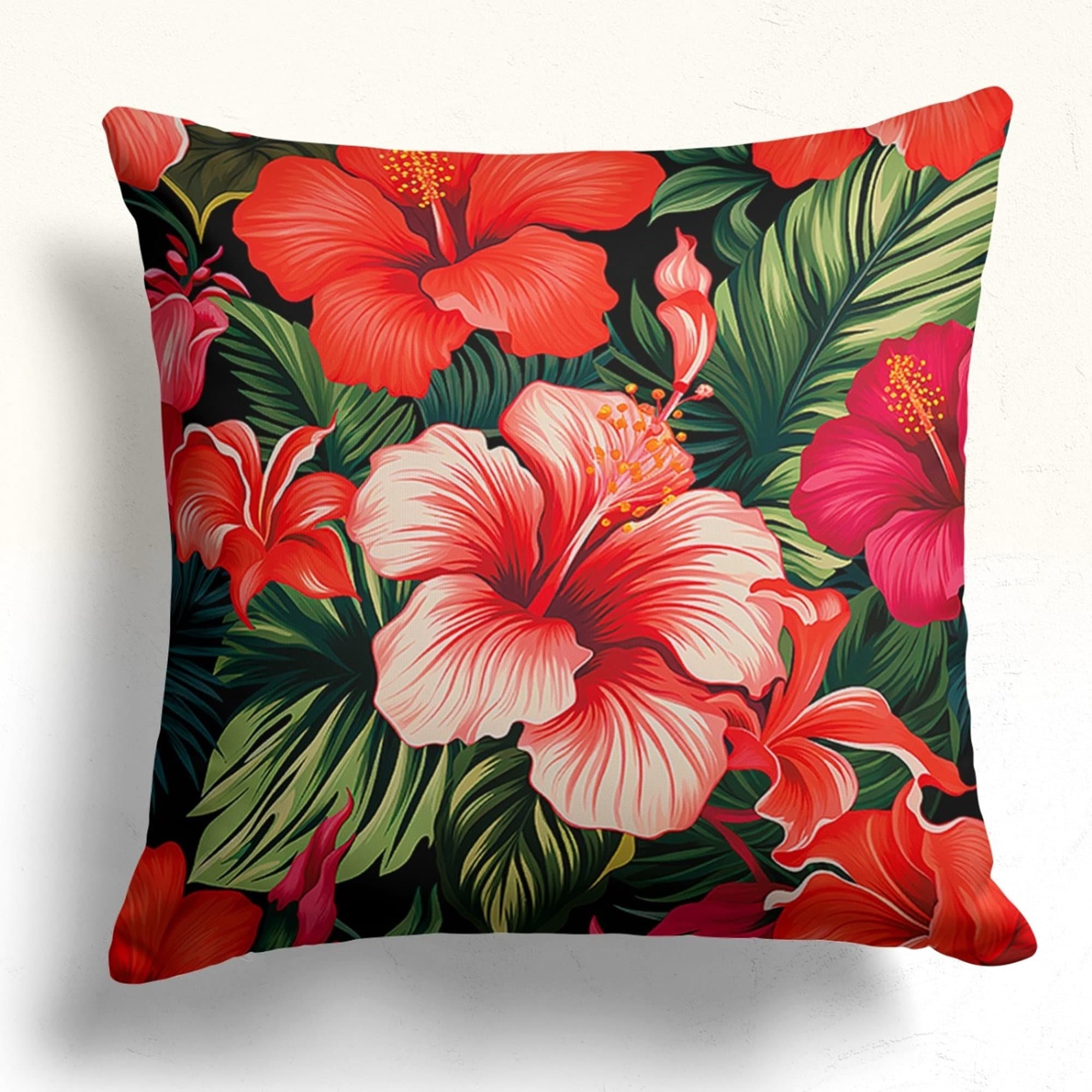 Exotic Wildflowers Throw Pillow Covers, Floral Cushion Cover, Multicolor Tropic Floral Pillow Cases, Colorful Flowers Pillow Covers