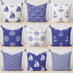 Nautical Pillow Cover, Coastal Pillow Case, Anchor Cushion Cover, Marine Throw Pillow Cover, Beach House Yatch Decor, Sailor Pillow Case