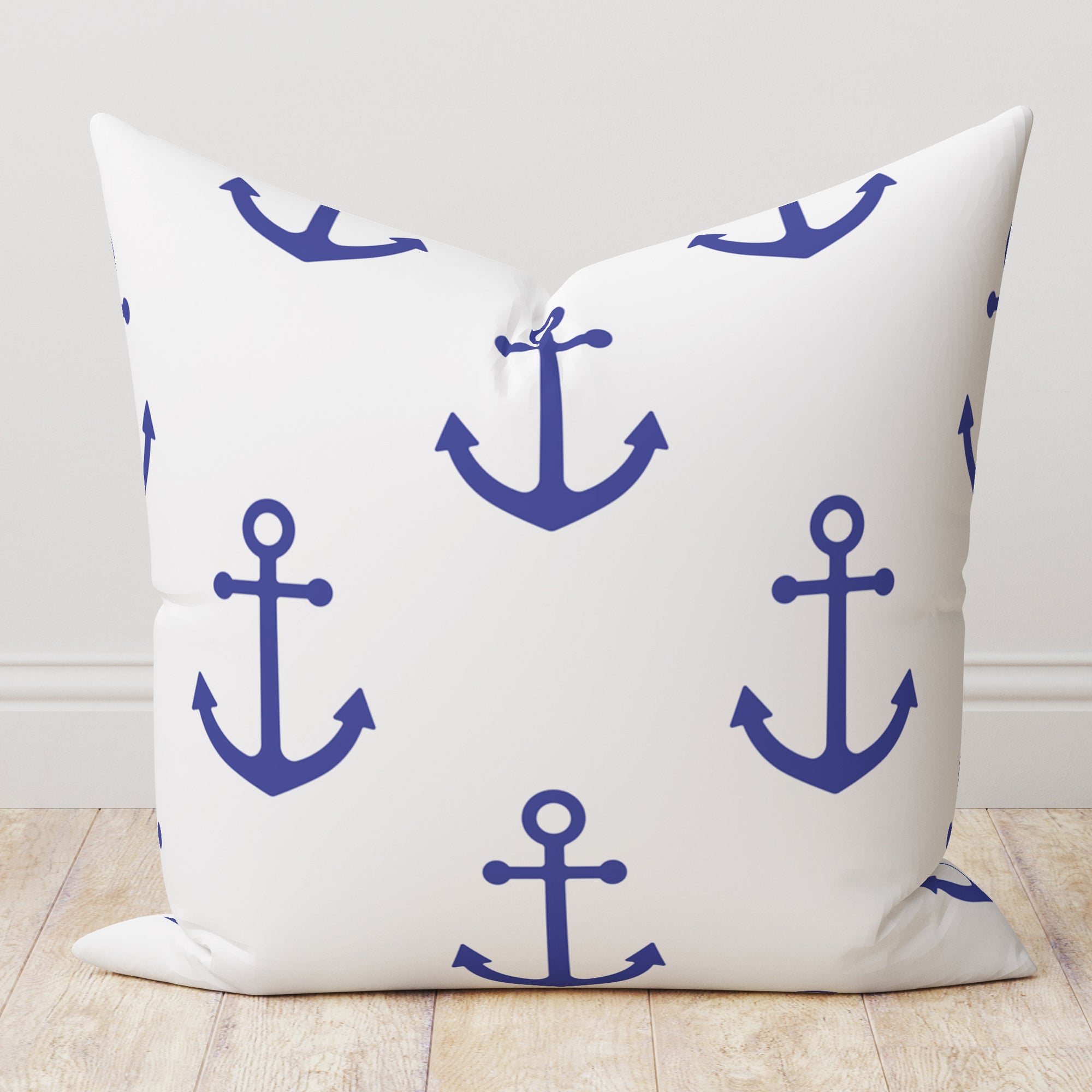 Nautical Pillow Cover, Coastal Pillow Case, Anchor Cushion Cover, Marine Throw Pillow Cover, Beach House Yatch Decor, Sailor Pillow Case