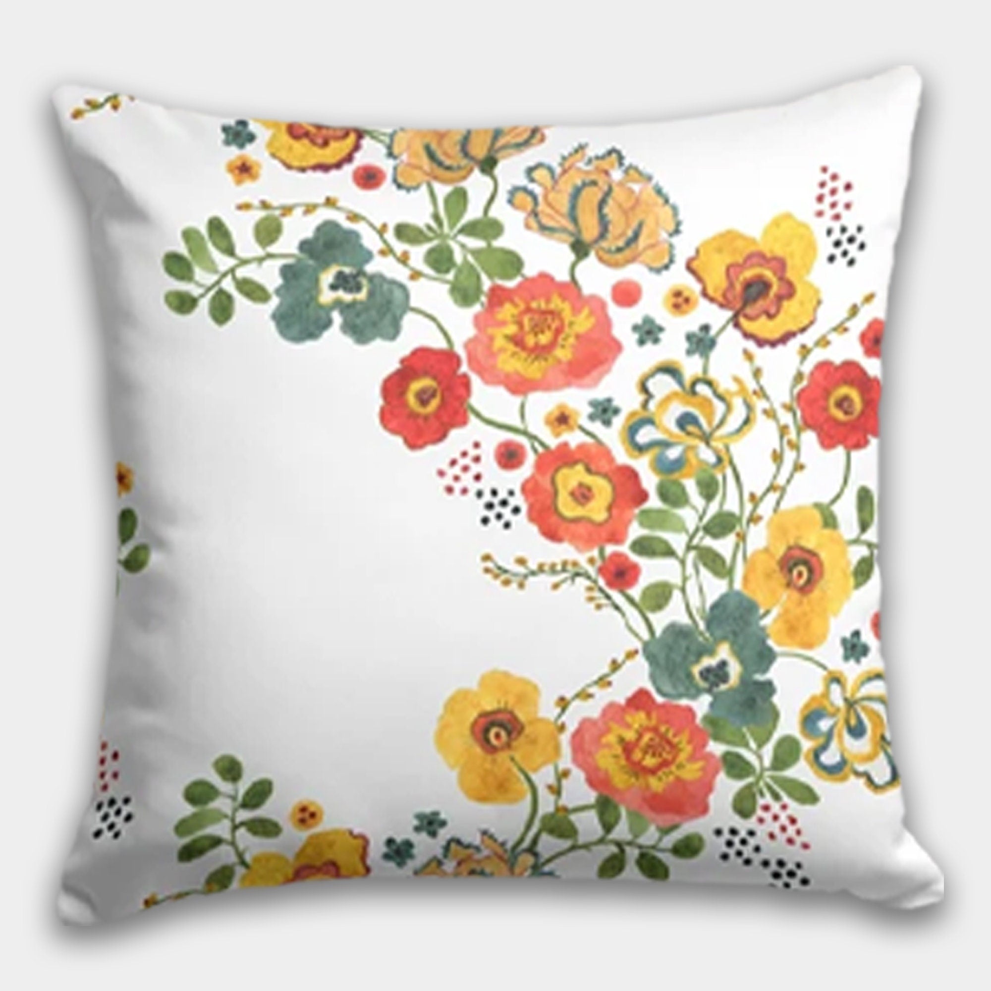 Floral Throw Pillow Case, Yellow Flowers Cushion Cover, Floral Pillow Cover, Wildflowers Pillow Covers, Floral Home Decor