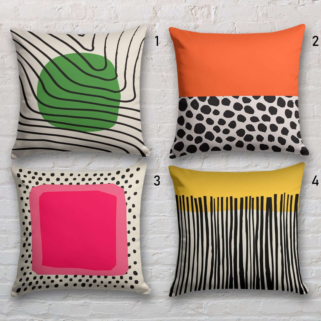 Retro Abstract Pillow Cover, Boho Abstract Pillow Case, Mid Century Retro Pillow Covers, Abstract Art Pillows, Minimalist Cushion Cover
