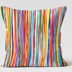Rainbow Art Pillow Covers, Colorful Abstract Throw Pillows with Cat & Bird Design, Modern Rainbow Cat Bird Cushion Cover