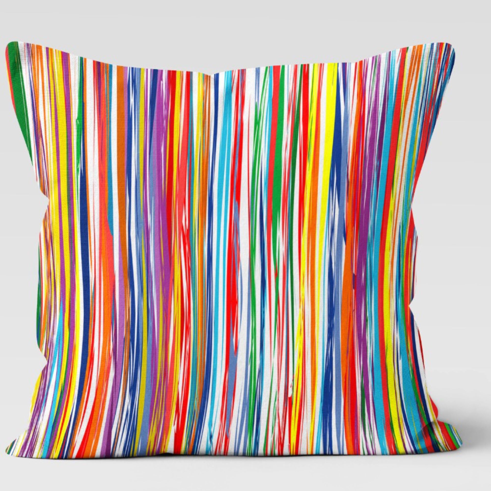 Rainbow Art Pillow Covers, Colorful Abstract Throw Pillows with Cat & Bird Design, Modern Rainbow Cat Bird Cushion Cover