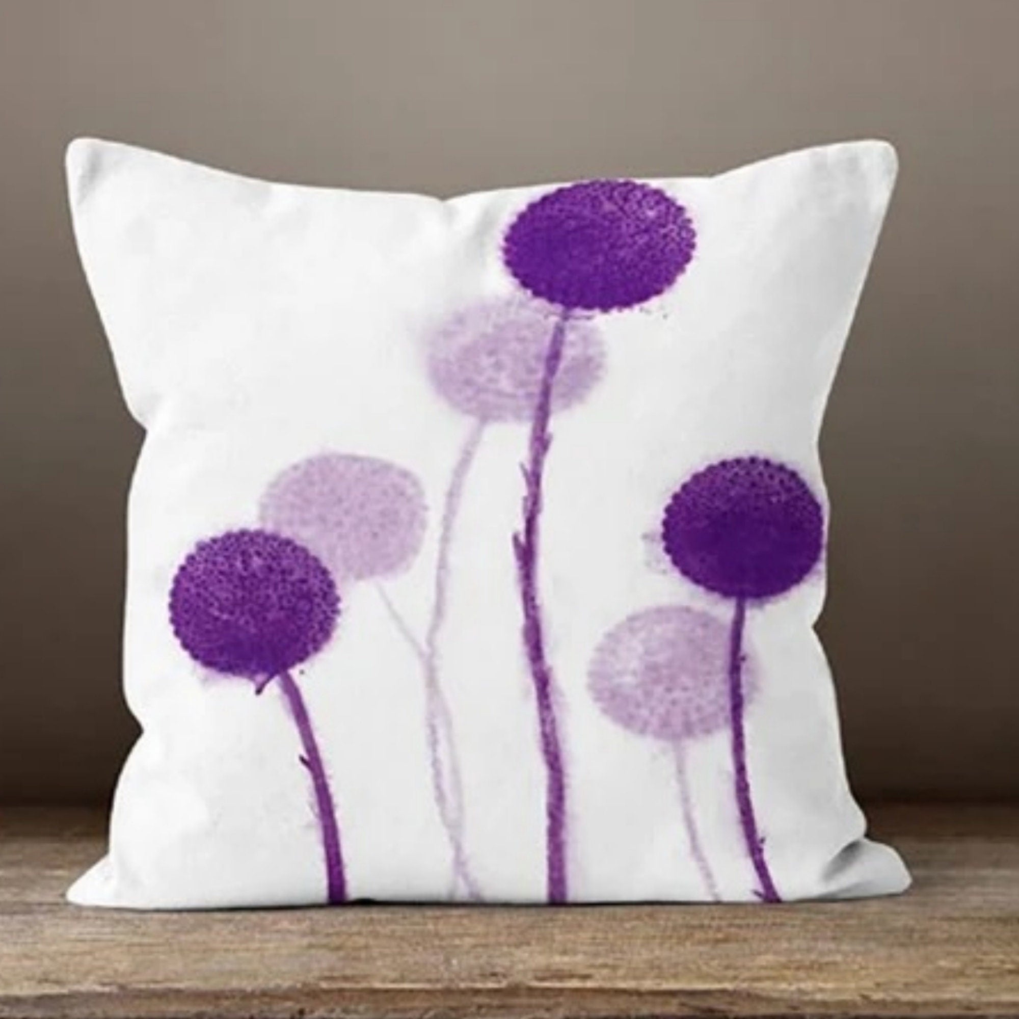 Purple Floral Pillow Cover, Purple Floral Pillow Case, Lilac Couch Pillow, Purple Throw Pillow Covers, Purple Dandelion Pillow Covers