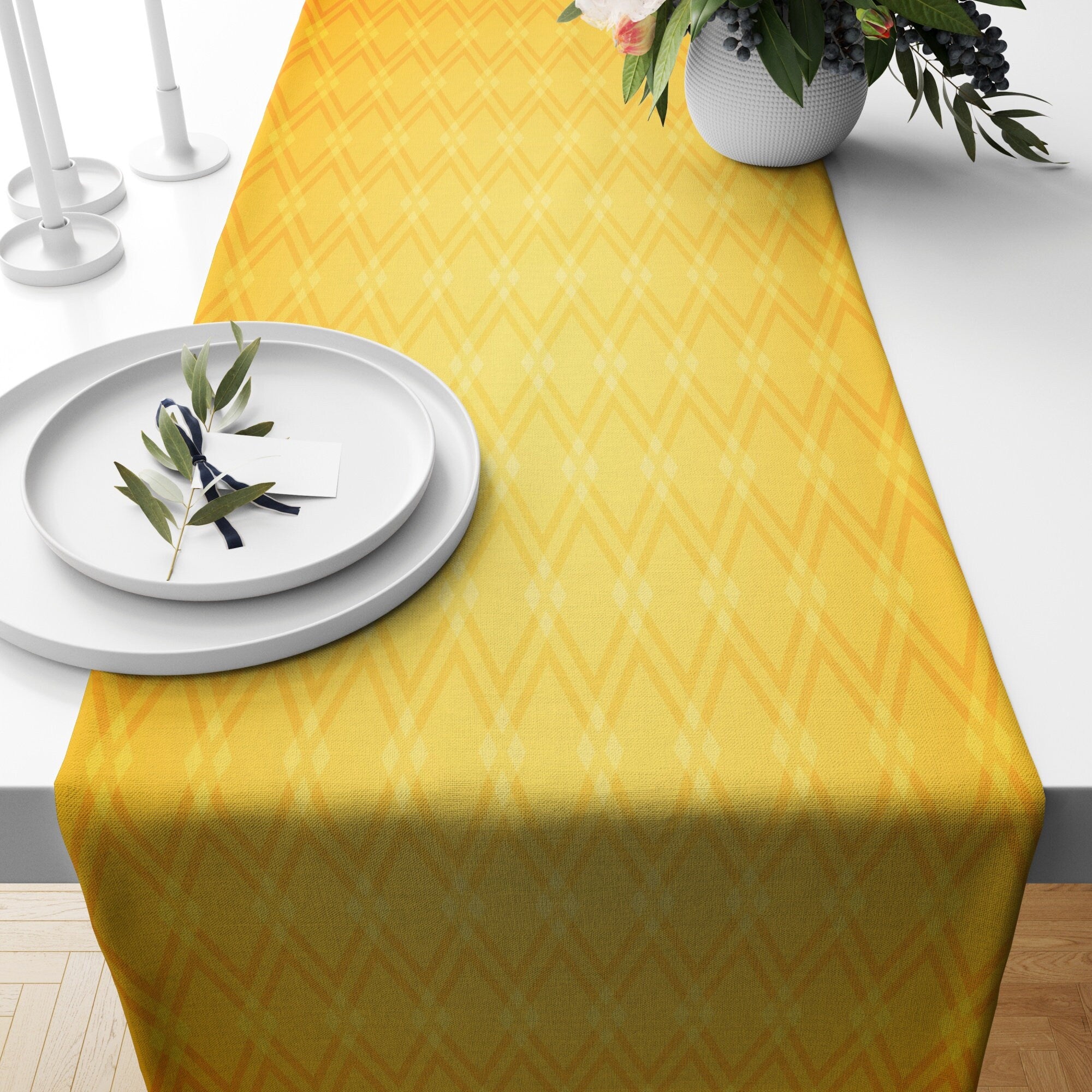 Lemon Floral Table Runner, Yellow Lemon Table Runner, Lemon Printed Table Runner, Farmhouse Lemon Table Runner, Yellow Floral Table Decor