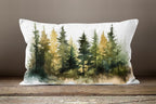 Misty Pine Forest Throw Pillow Cover, Pine Forest Landscape Pillowcase, Mountains Pine Forest Cushion Cover, Landscape Pillow Cover