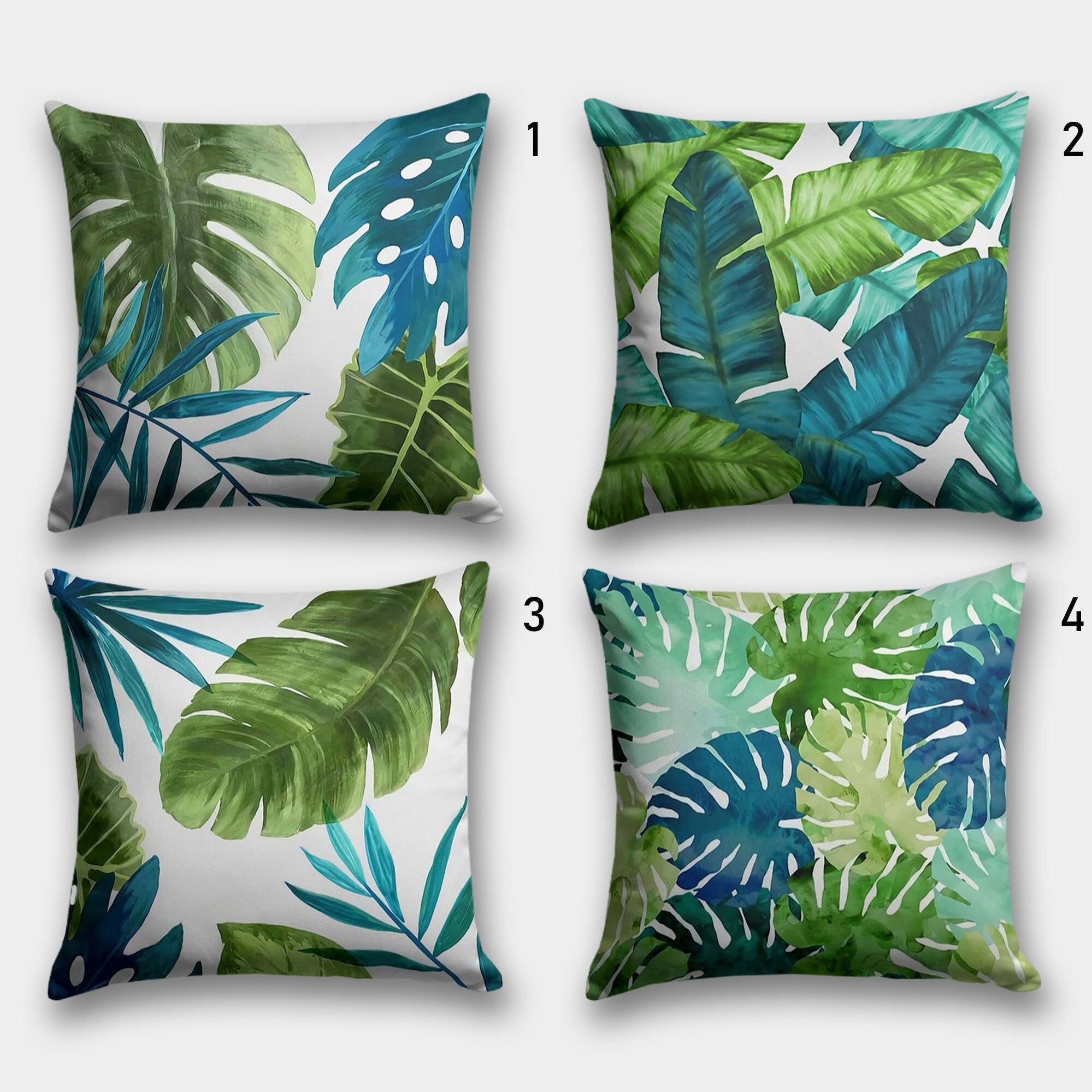 Tropical Leaves Pillow Cover, Green Leaves Pillow Cover, Botanical Cushion Cover, Giant Leaves Cushion Cover, Green Botanical Pillow Cases