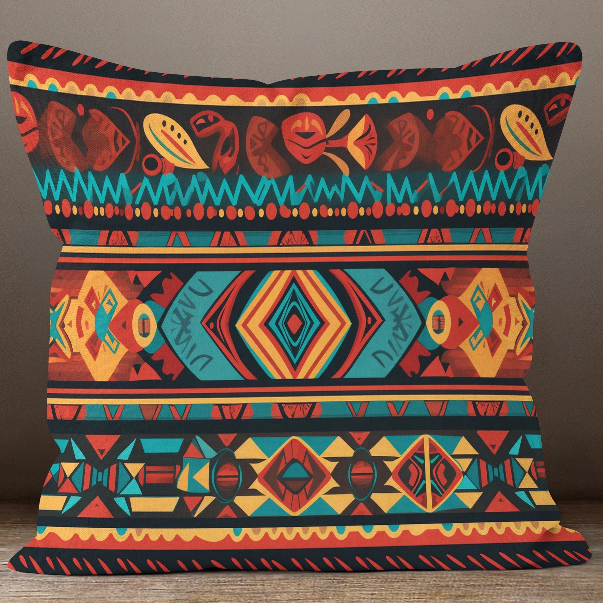 Southwest Throw Pillow Covers, Ethnic Digital Print Pillow Covers, Rug Ethnic Pillowcases, African Mudcloth Pillowcase, Western Pillowcase