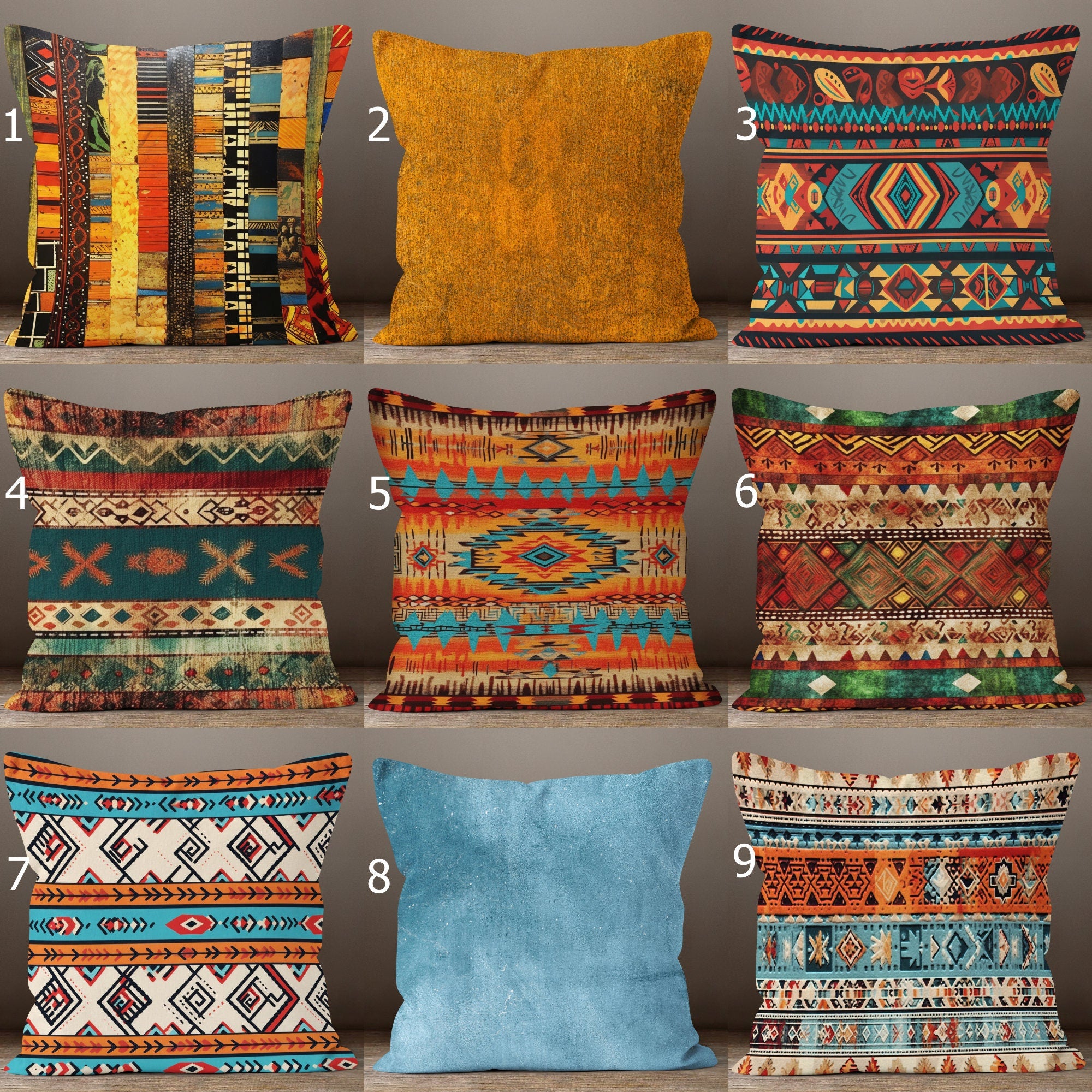 Southwest Throw Pillow Covers, Ethnic Digital Print Pillow Covers, Rug Ethnic Pillowcases, African Mudcloth Pillowcase, Western Pillowcase