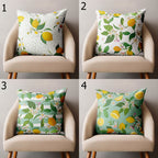 Lemon Pillow Covers, Citrus Fruit Throw Pillows, Floral Lemon Cushion Covers, Summer Fresh Home Decor, Greenery Lemon Pillowcases