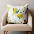 Lemon Pillow Covers, Citrus Fruit Throw Pillows, Floral Lemon Cushion Covers, Summer Fresh Home Decor, Greenery Lemon Pillowcases