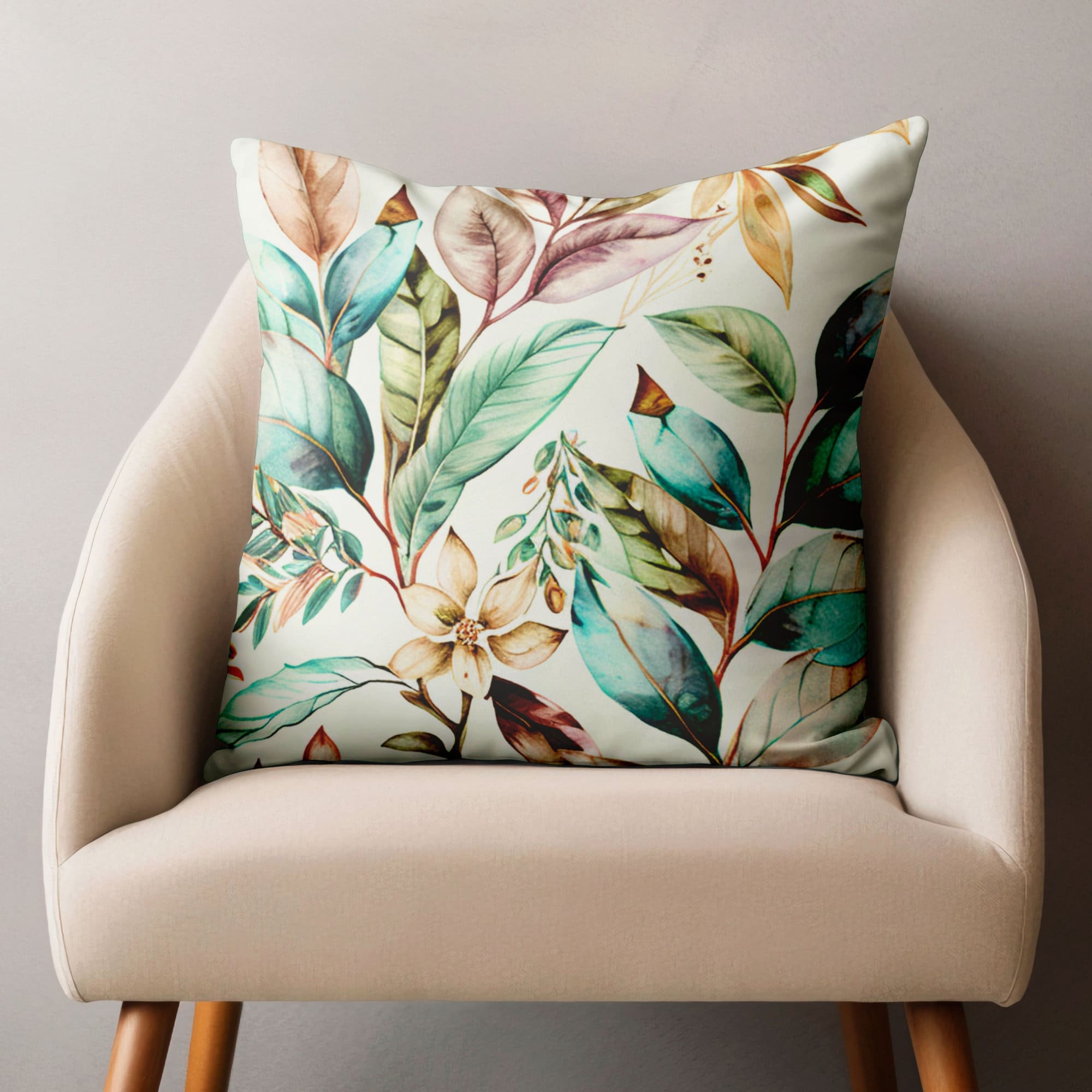 Botanic Floral Pillow Covers, Tropical Flowers Pillow Covers, Tropical Green Leaf Cushion Covers, Green Floral Pillowcase, Botanical Pillow