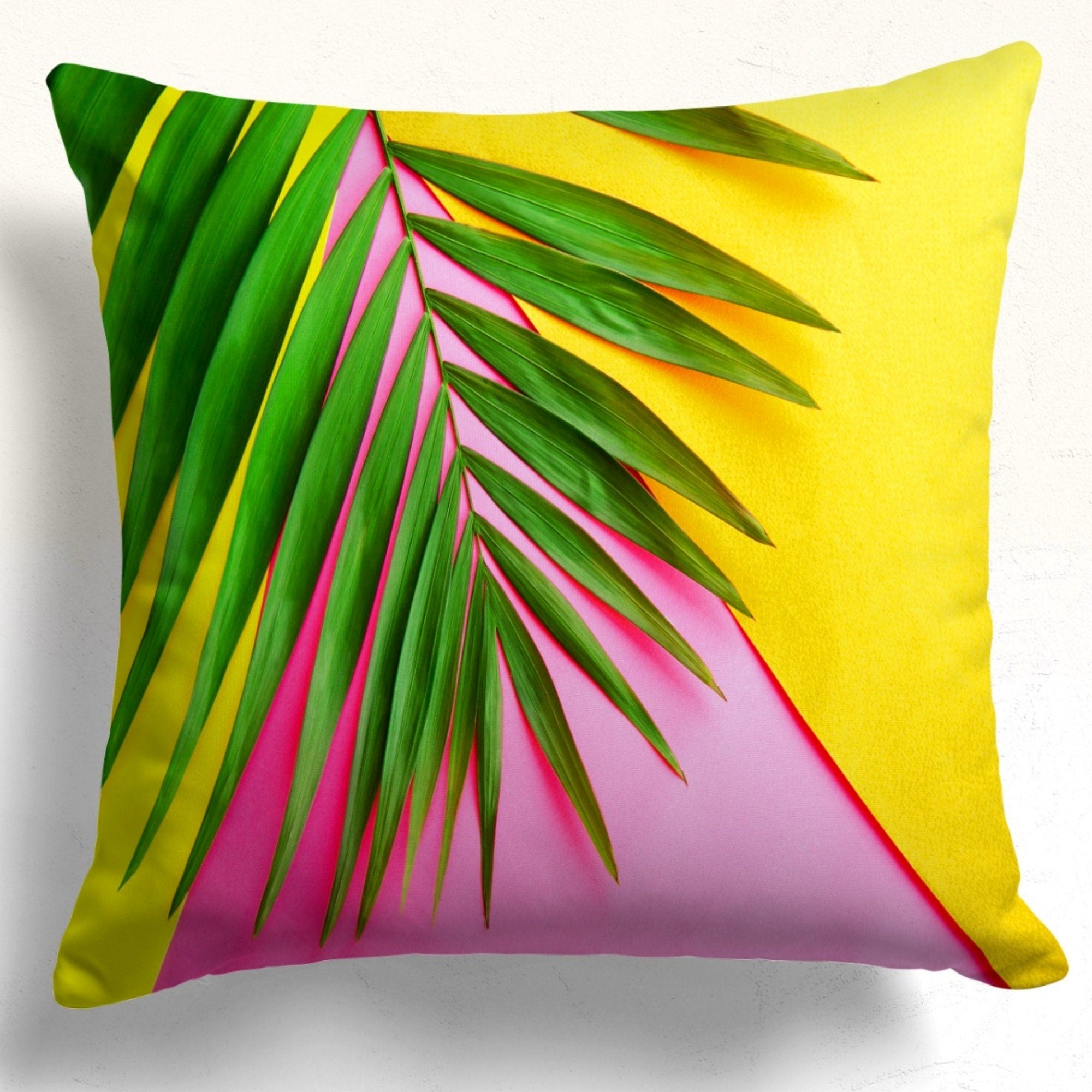 Tropical Pillow Covers, Palm Leaf Pillow Cover, Exotic Palm Leaves Pillowcase, Botanical Green Leaves Cushion Cover, Tropical Home Decor