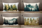 Landscape Pillow Cover, Misty Pine Forest Throw Pillow Cover, Pine Forest Landscape Pillowcase, Mountains Pine Forest Cushion Cover