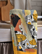 African Women Tea Towels, African Dish Towel, Woman Painting Abstract Hand Towel, African Arts Kitchen Towels, Digital Print Modern Towel