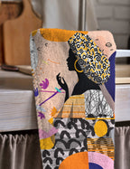 African Women Tea Towels, African Dish Towel, Woman Painting Abstract Hand Towel, African Arts Kitchen Towels, Digital Print Modern Towel