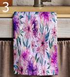 Tropical Multicolor Tea Towels, Tropical Flowers Dish Towel, Exotic Flowers Hand Towel, Botanical Kitchen Towels