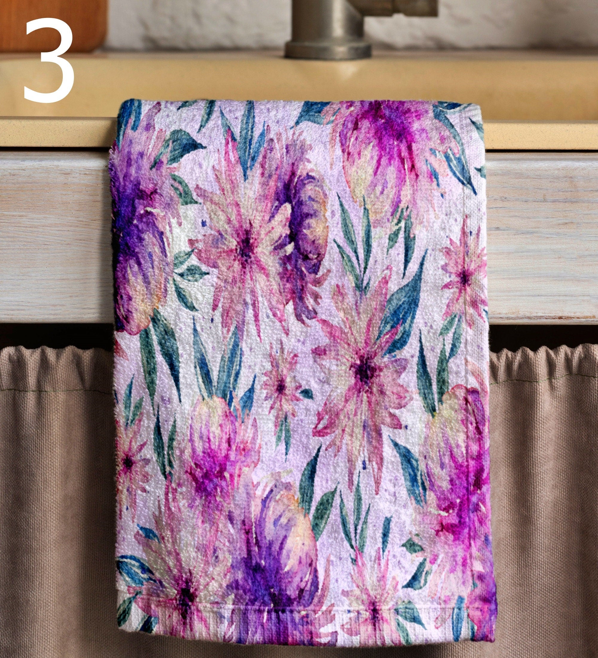 Tropical Multicolor Tea Towels, Tropical Flowers Dish Towel, Exotic Flowers Hand Towel, Botanical Kitchen Towels