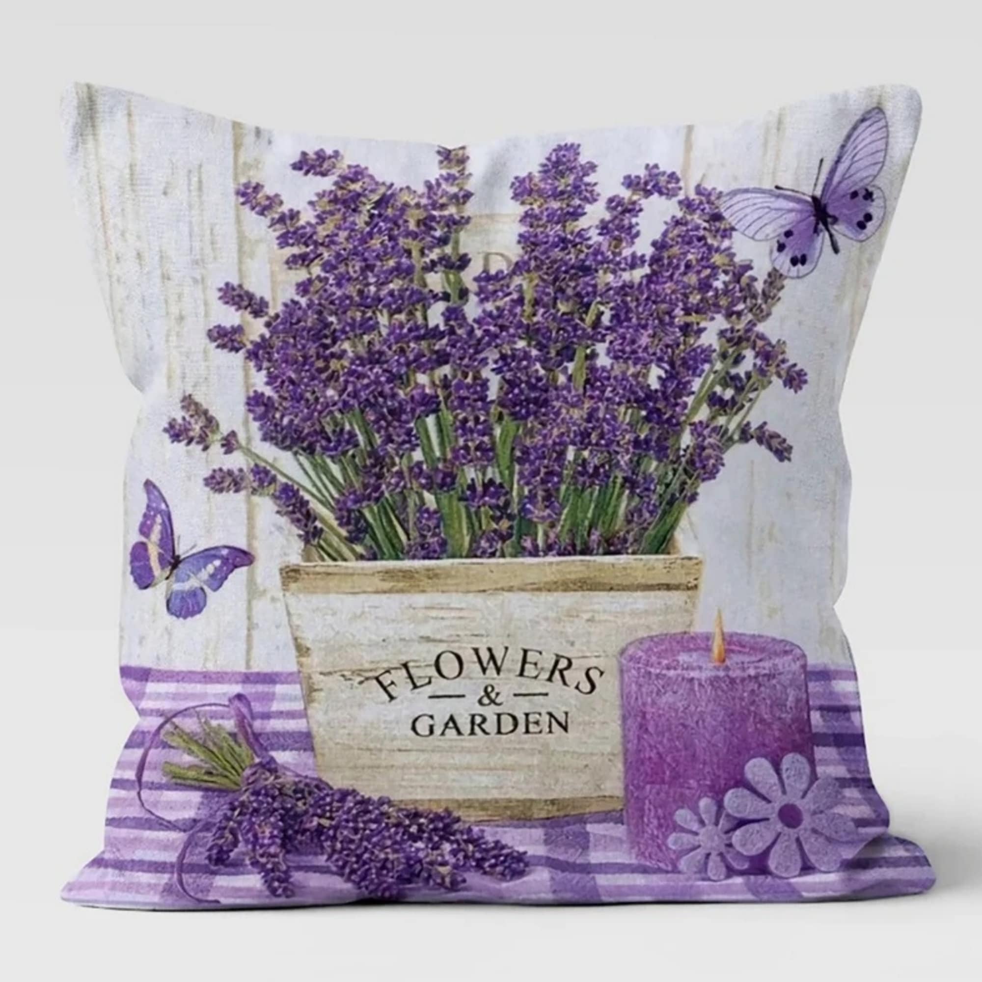 Lavender Pillow Covers, French Country Cushion Covers, Rustic Floral Throw Pillows, Provence Lavender Design Pillowcases