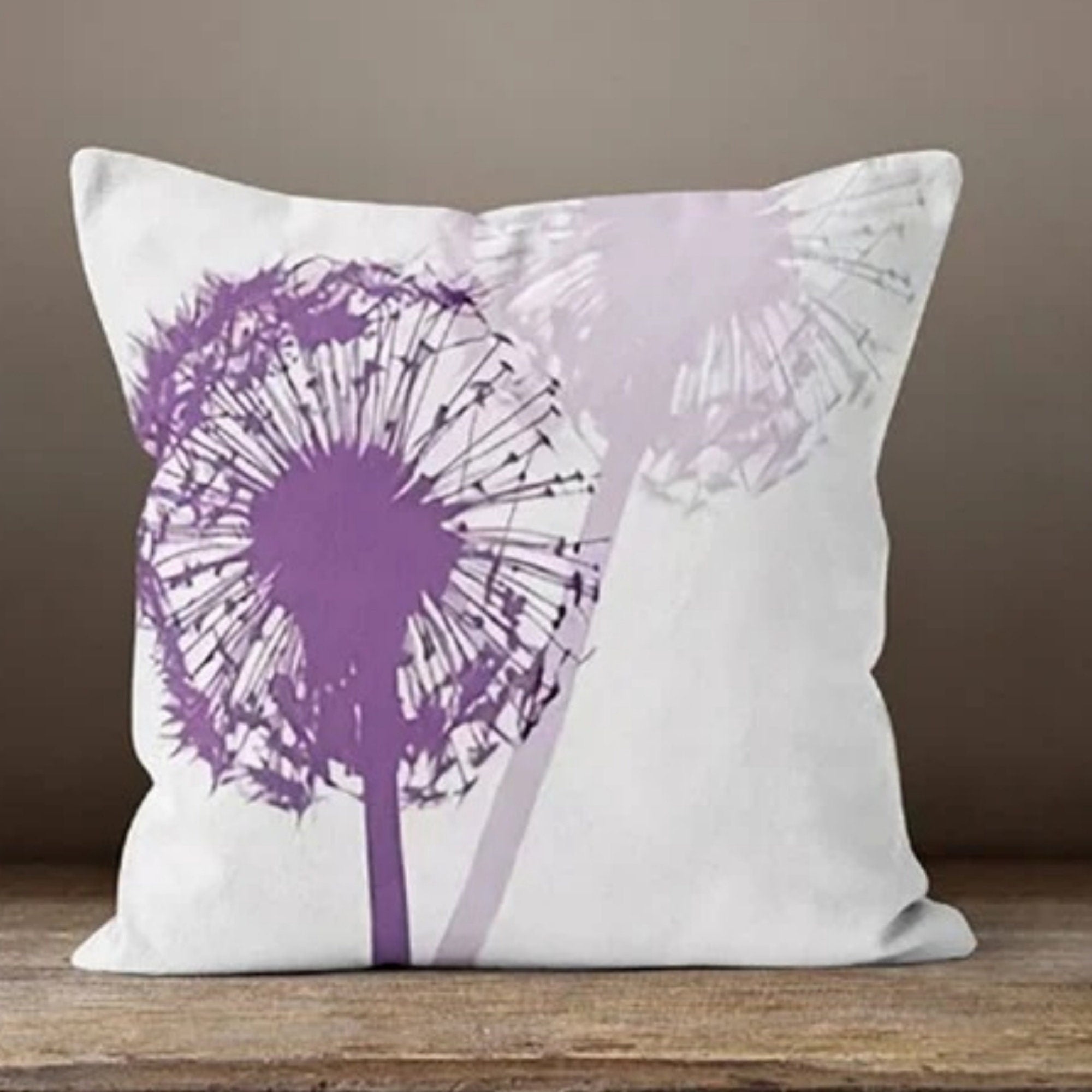 Purple Floral Pillow Cover, Purple Floral Pillow Case, Lilac Couch Pillow, Purple Throw Pillow Covers, Purple Dandelion Pillow Covers