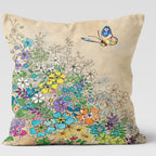 Butterfly Meadow Pillow Covers, Floral Nature Cushion Covers, Whimsical Garden Throw Pillows, Colorful Bloom Pillowcases