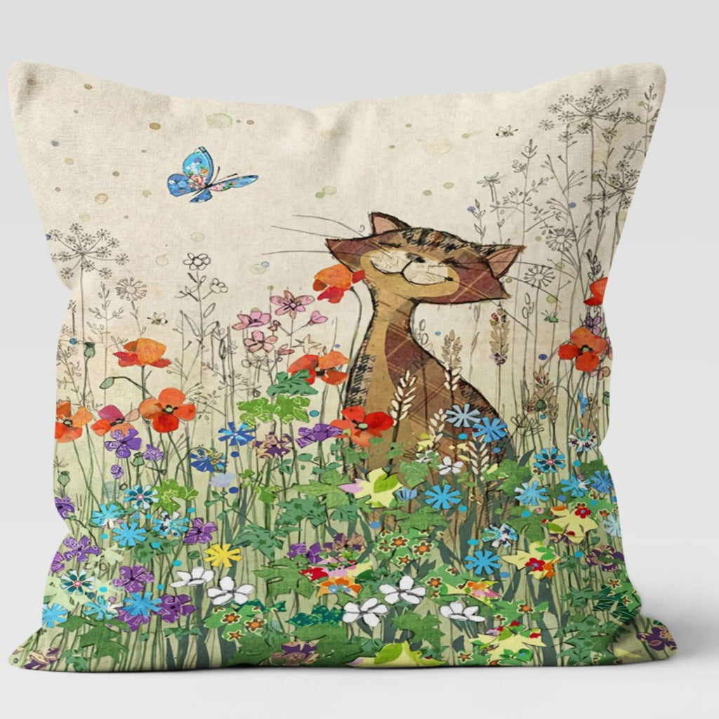 Butterfly Meadow Pillow Covers, Floral Nature Cushion Covers, Whimsical Garden Throw Pillows, Colorful Bloom Pillowcases