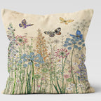 Butterfly Meadow Pillow Covers, Floral Nature Cushion Covers, Whimsical Garden Throw Pillows, Colorful Bloom Pillowcases