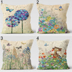 Butterfly Meadow Pillow Covers, Floral Nature Cushion Covers, Whimsical Garden Throw Pillows, Colorful Bloom Pillowcases