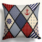 Nautical Pillow Covers with Anchors & Ropes, Coastal Marine Indoor/Outdoor Cushion Cover, Beach House Style Pillowcases