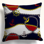 Nautical Pillow Covers with Anchors & Ropes, Coastal Marine Indoor/Outdoor Cushion Cover, Beach House Style Pillowcases
