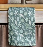 Ocean-Themed Tea Towels, Sea Star & Fish Patterned Hand Towels, Blue Coastal Summer Dish Towel, Kids  Adults Kitchen Towels