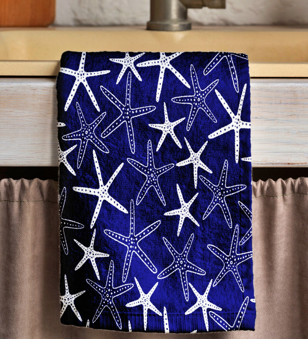 Ocean-Themed Tea Towels, Sea Star & Fish Patterned Hand Towels, Blue Coastal Summer Dish Towel, Kids  Adults Kitchen Towels