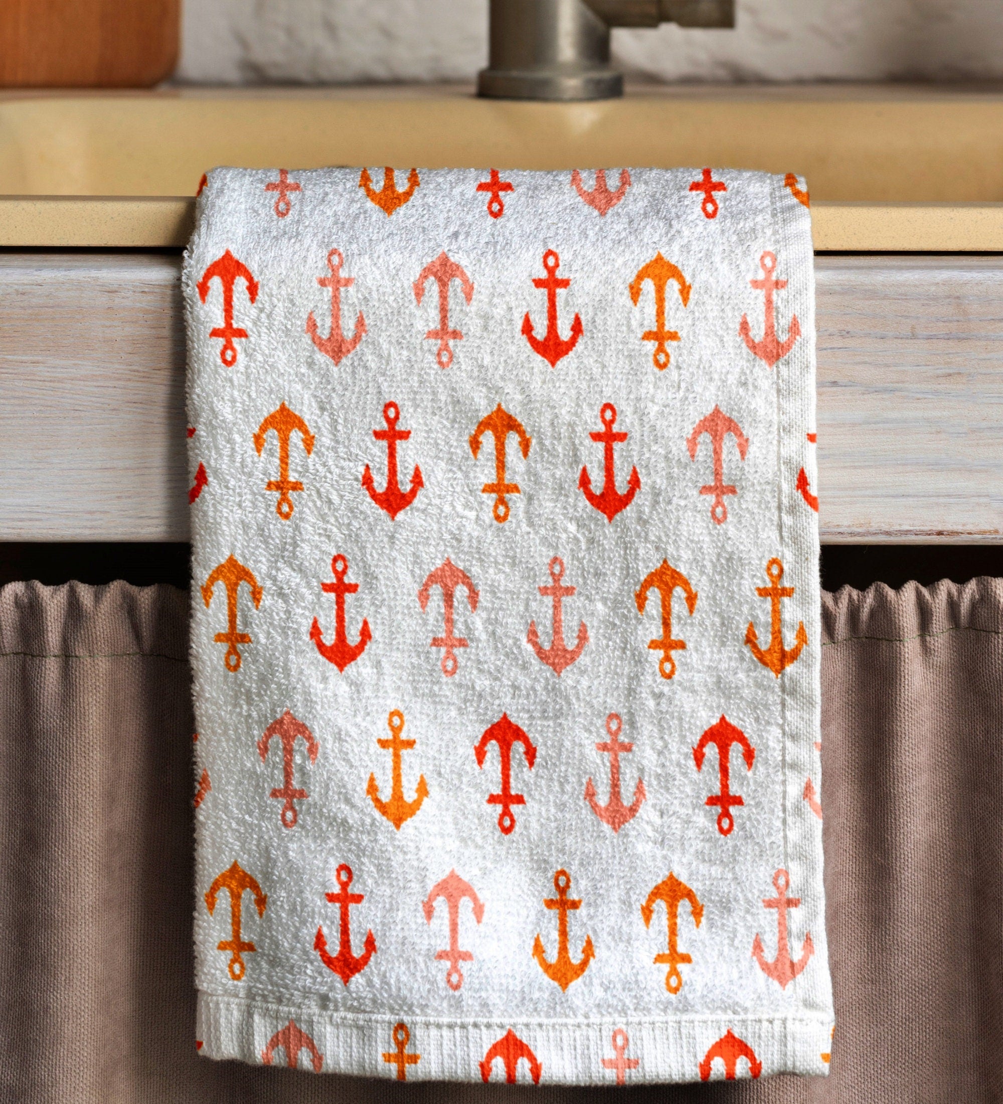 Anchor Tea Towels, Nautical Tea Towel, Maritime Anchor Hand Towels, Coastal Kitchen Towels, Anchor Hand Towel, Colorful Anchor Dish Towel