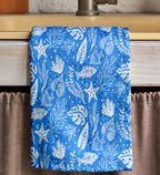 Sea Animals Hand Towel, Coastal Kitchen Tea Towel, Nautical Tea Towel, Ocean Hand Towels, Starfish Hand Towel, Maritime Dish Towel