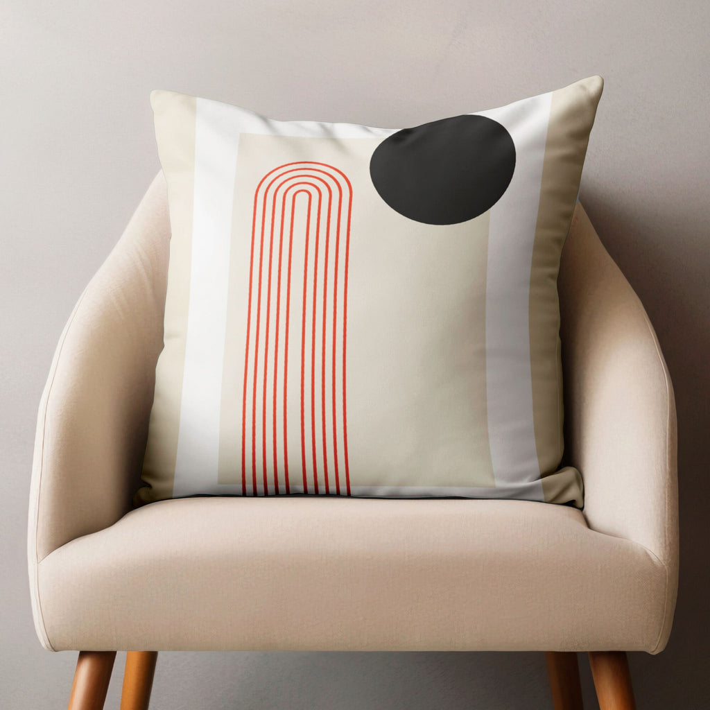 Geometric Line Art Cushion Covers, Mid Century Modern Pillow Covers, Abstract Circle Accent Pillowcases, Minimalist Throw Pillow Cover