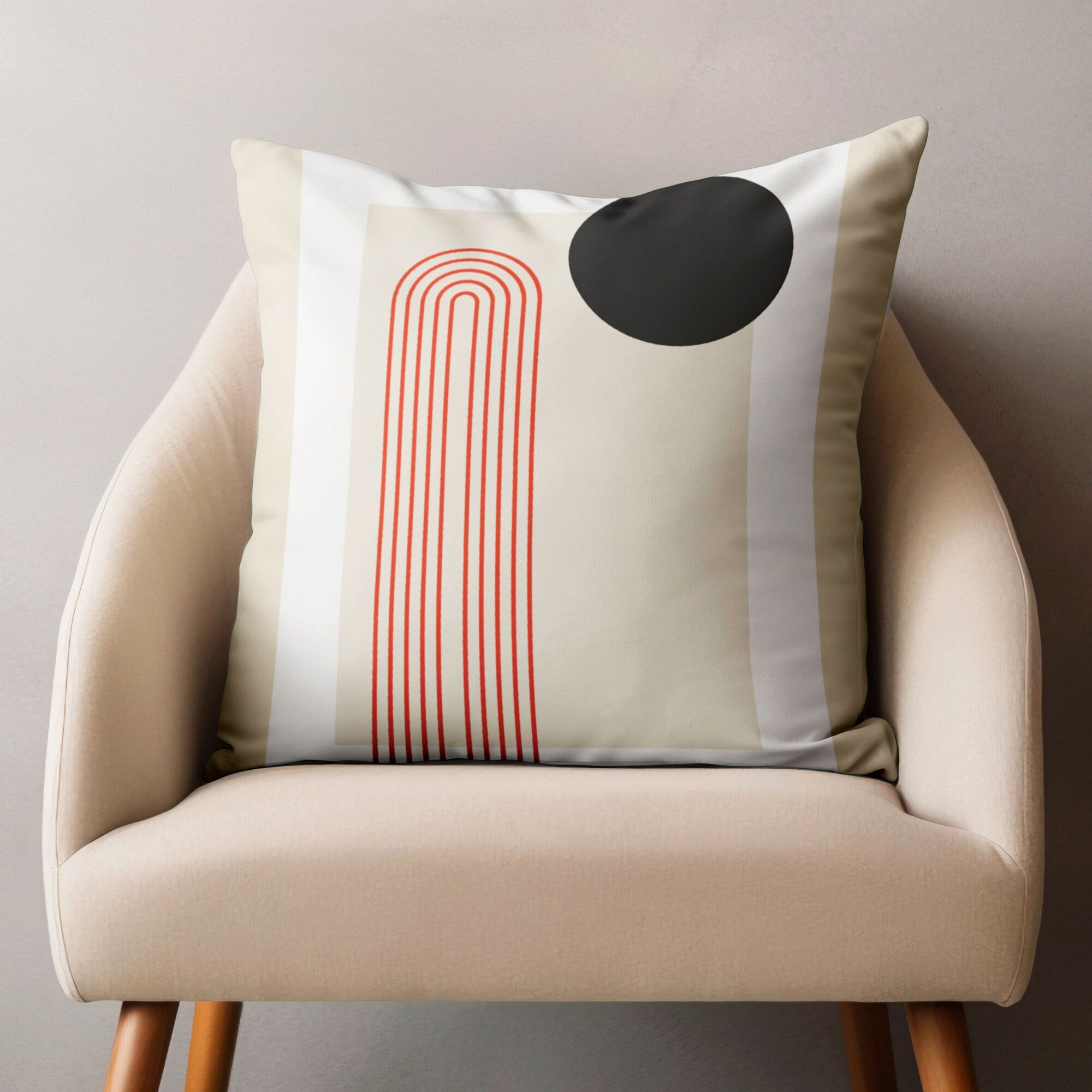 Geometric Line Art Cushion Covers, Mid Century Modern Pillow Covers, Abstract Circle Accent Pillowcases, Minimalist Throw Pillow Cover