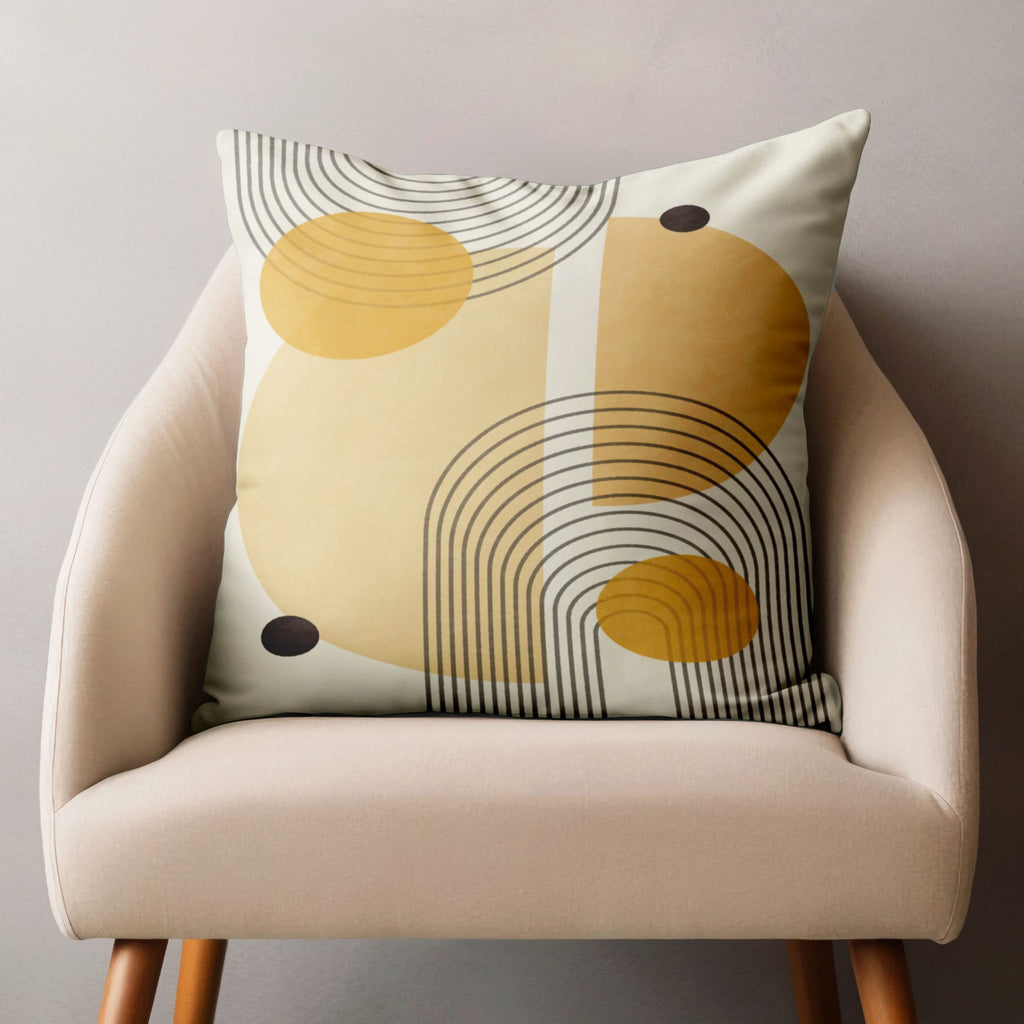 Geometric Line Art Cushion Covers, Mid Century Modern Pillow Covers, Abstract Circle Accent Pillowcases, Minimalist Throw Pillow Cover