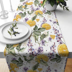 Lemon Floral Table Runner, Yellow Lemon Table Runner, Lemon Printed Table Runner, Farmhouse Lemon Table Runner, Yellow Floral Table Decor