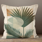 Abstract Leaves Pillow Covers, Botanical Pillow Cover, Exotic Green Orange Leaves Pillowcase, Tropical Abstract Cushion Cover