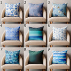 Nautical Throw Pillow Cover, Ocean Blue Pillow Covers, Starfish Pillow Case, Sea Life Coral Cushion Covers, Coastal Pillowcases
