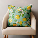 Lemon Pillow Covers, Citrus Fruit Throw Pillows, Floral Lemon Cushion Covers, Summer Fresh Home Decor, Greenery Lemon Pillowcases
